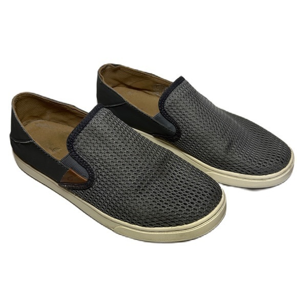 Olukai‎ Leather and Mesh Slip On Shoes Woman’s Size 9.5 Navy Blue and Gray - Picture 3 of 9